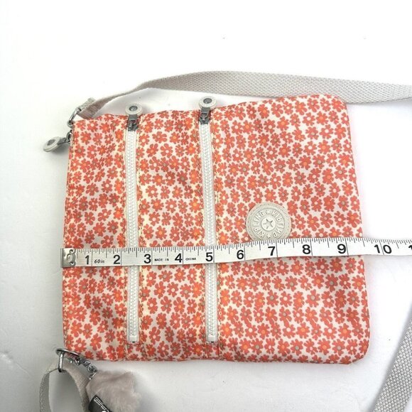 Kipling Keiko Crossbody Bag Poppy Spray Flowers Handbag With Monkey Charm - Picture 10 of 11